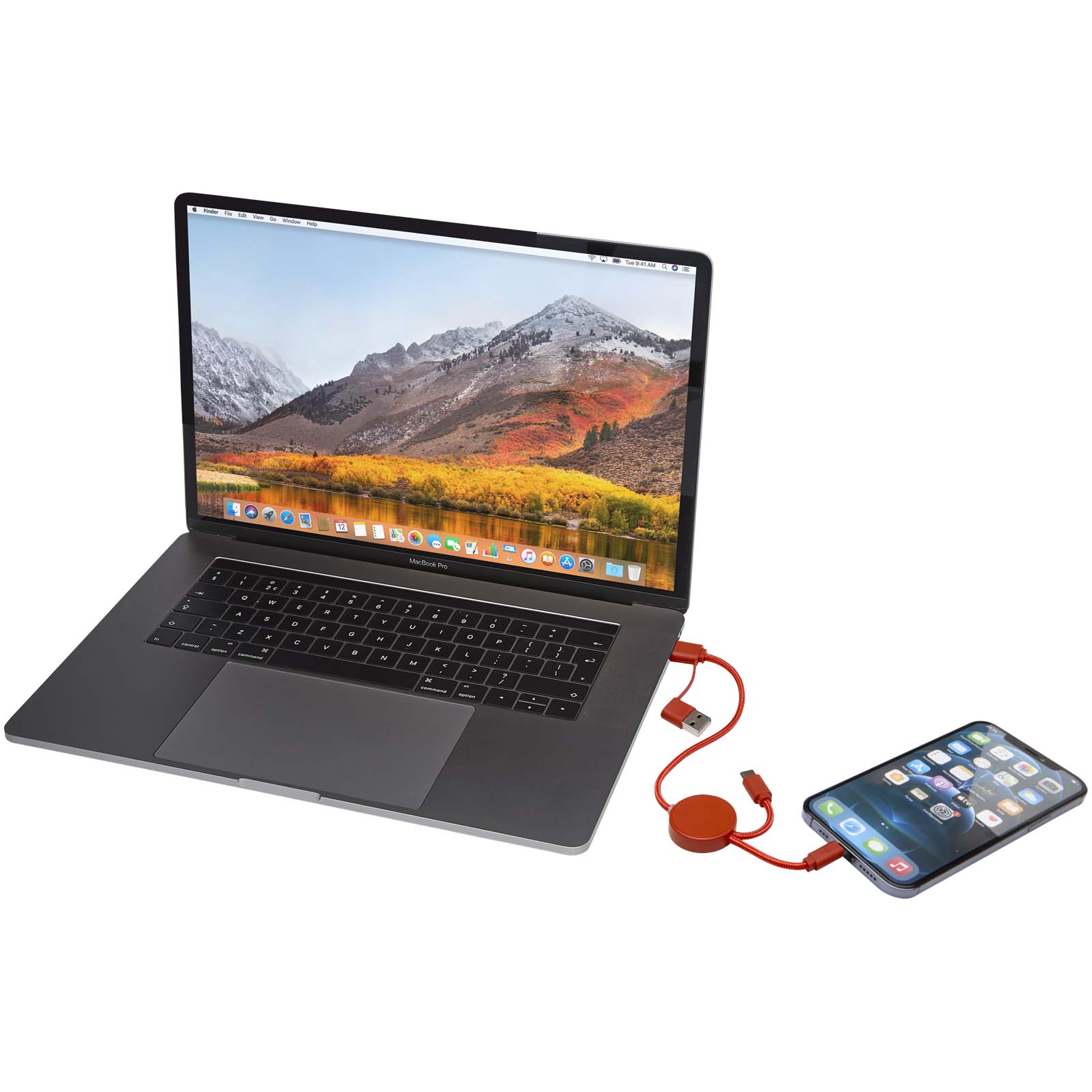 Citala 5-in-1 recycled plastic 30 cm data sync and 27W fast charge cable