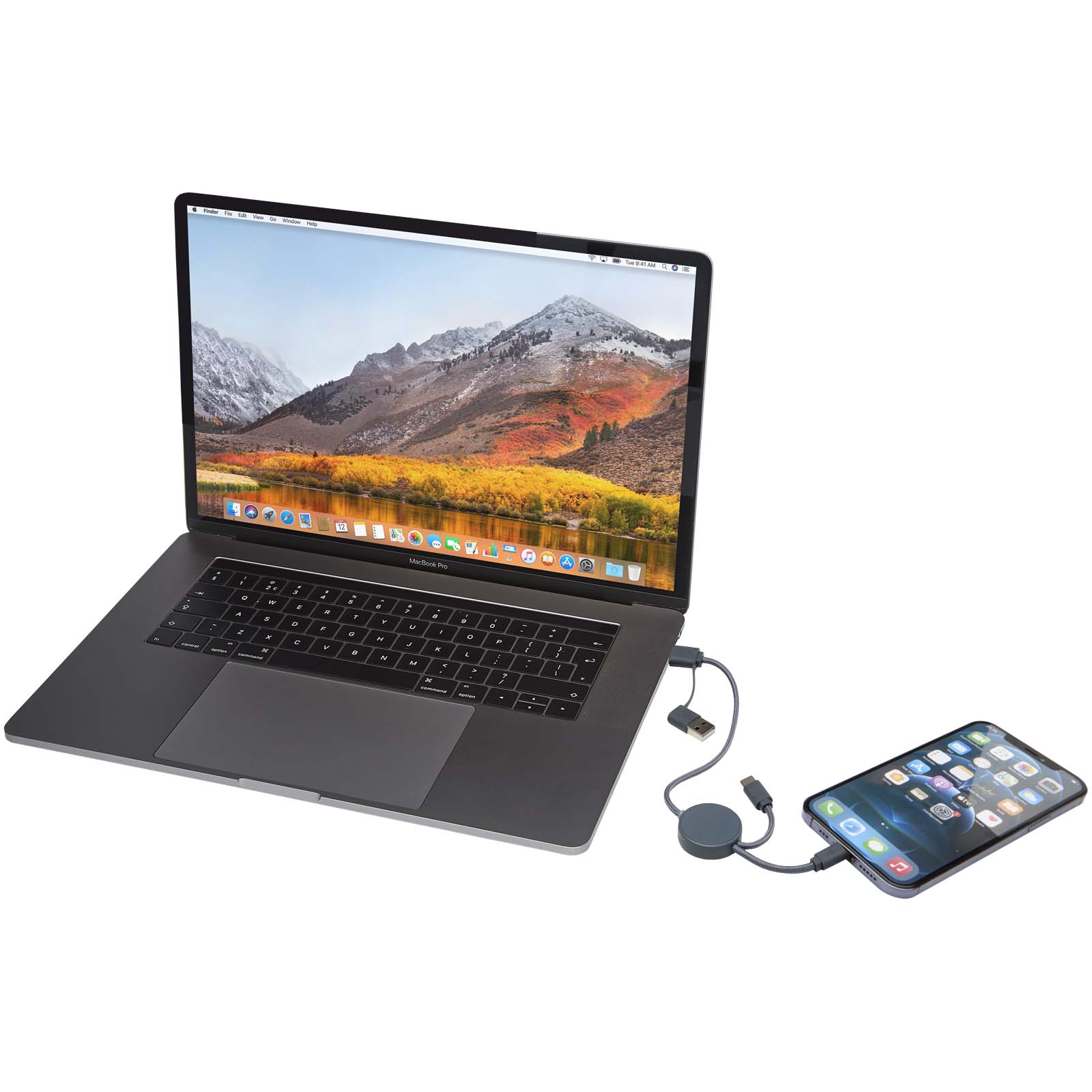 Citala 5-in-1 recycled plastic 30 cm data sync and 27W fast charge cable