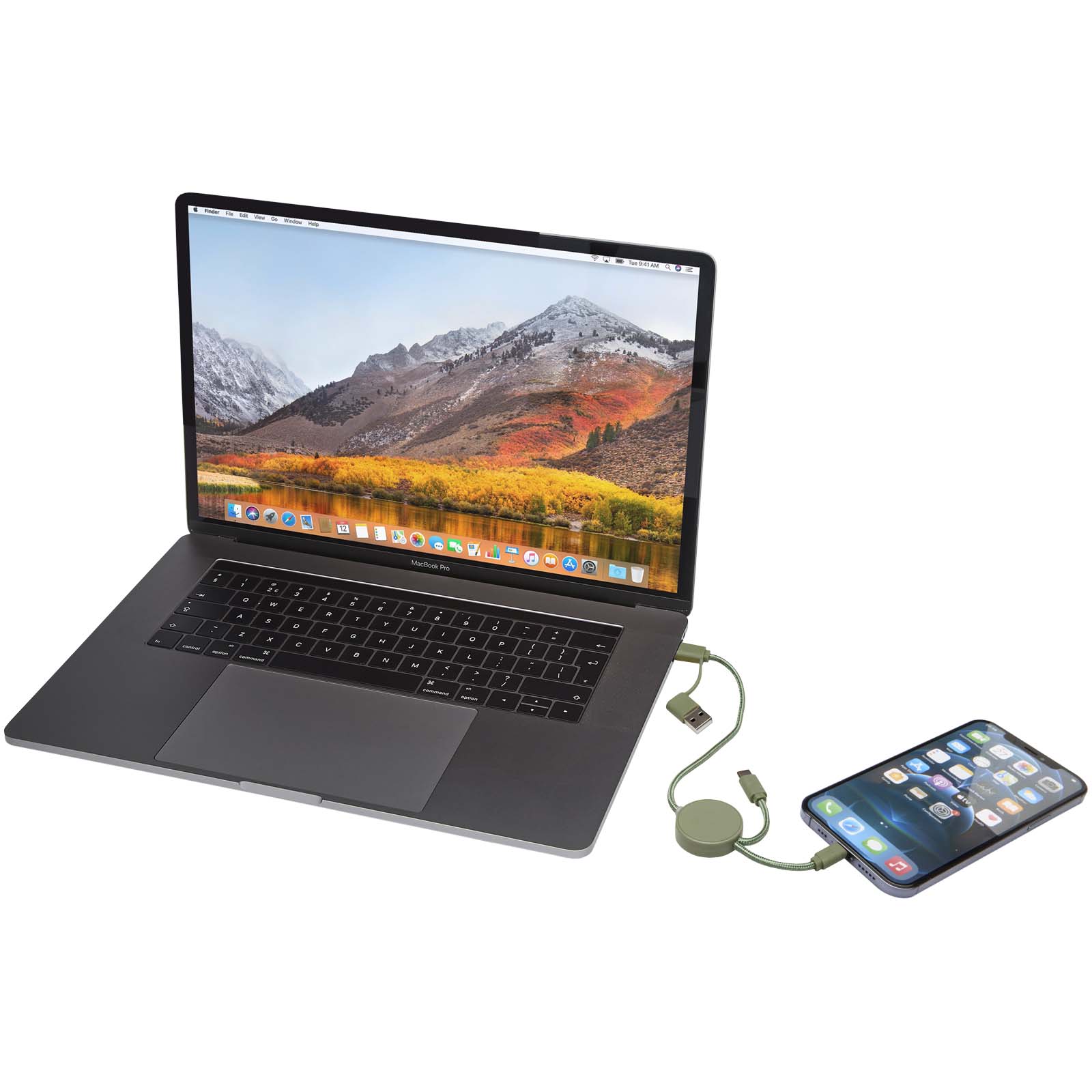 Citala 5-in-1 recycled plastic 30 cm data sync and 27W fast charge cable