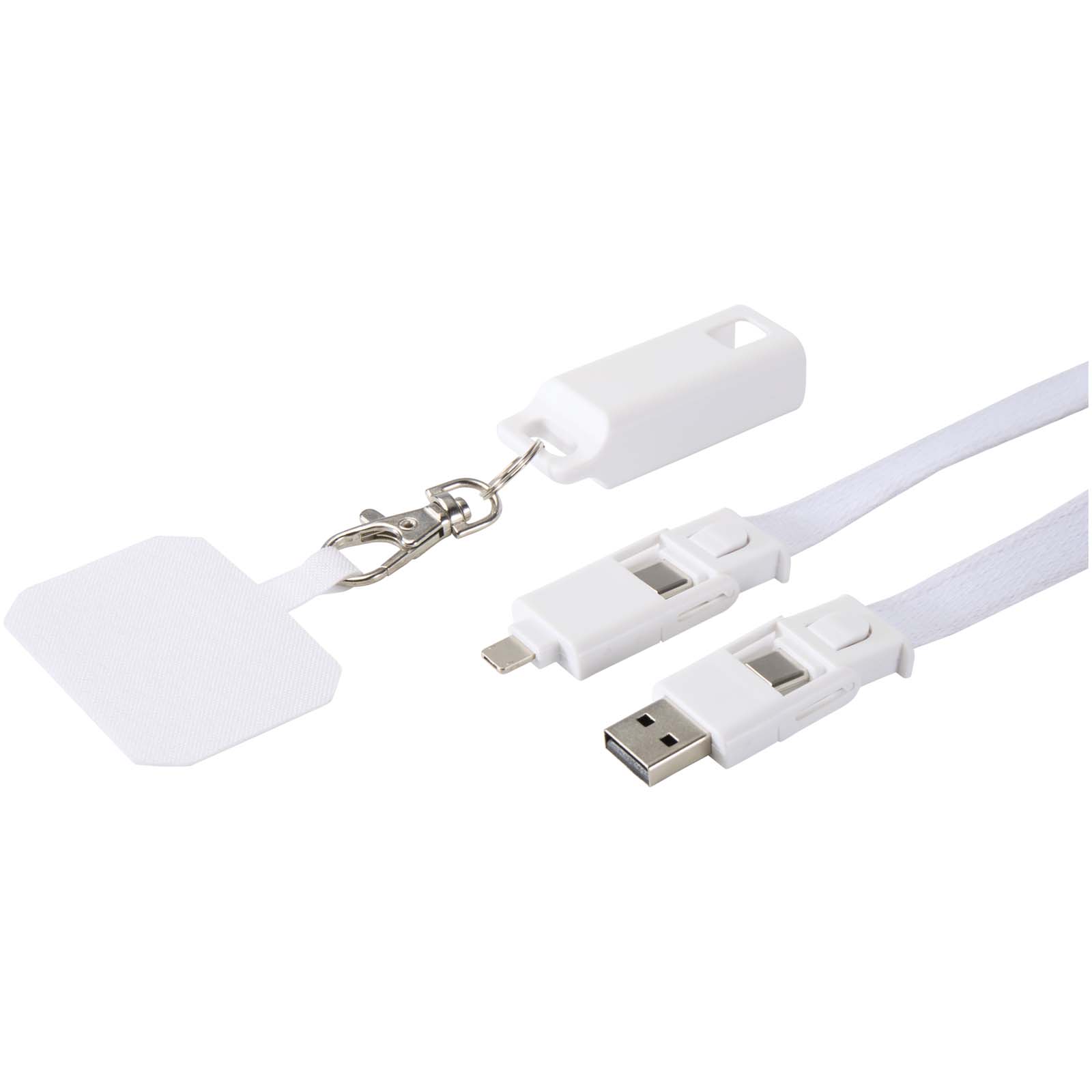 Franz recycled plastic smartphone lanyard with built-in data sync and 65W fast charge 5-in-1 cable