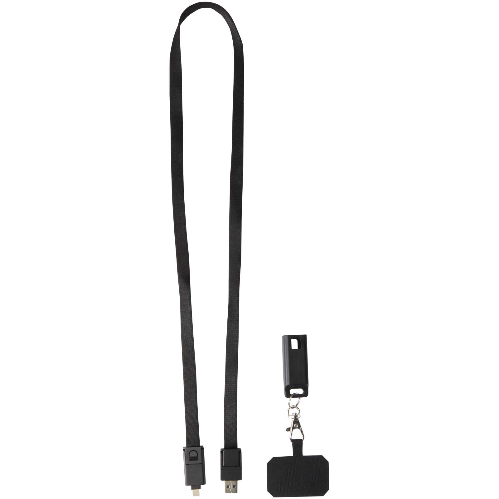 Franz recycled plastic smartphone lanyard with built-in data sync and 65W fast charge 5-in-1 cable