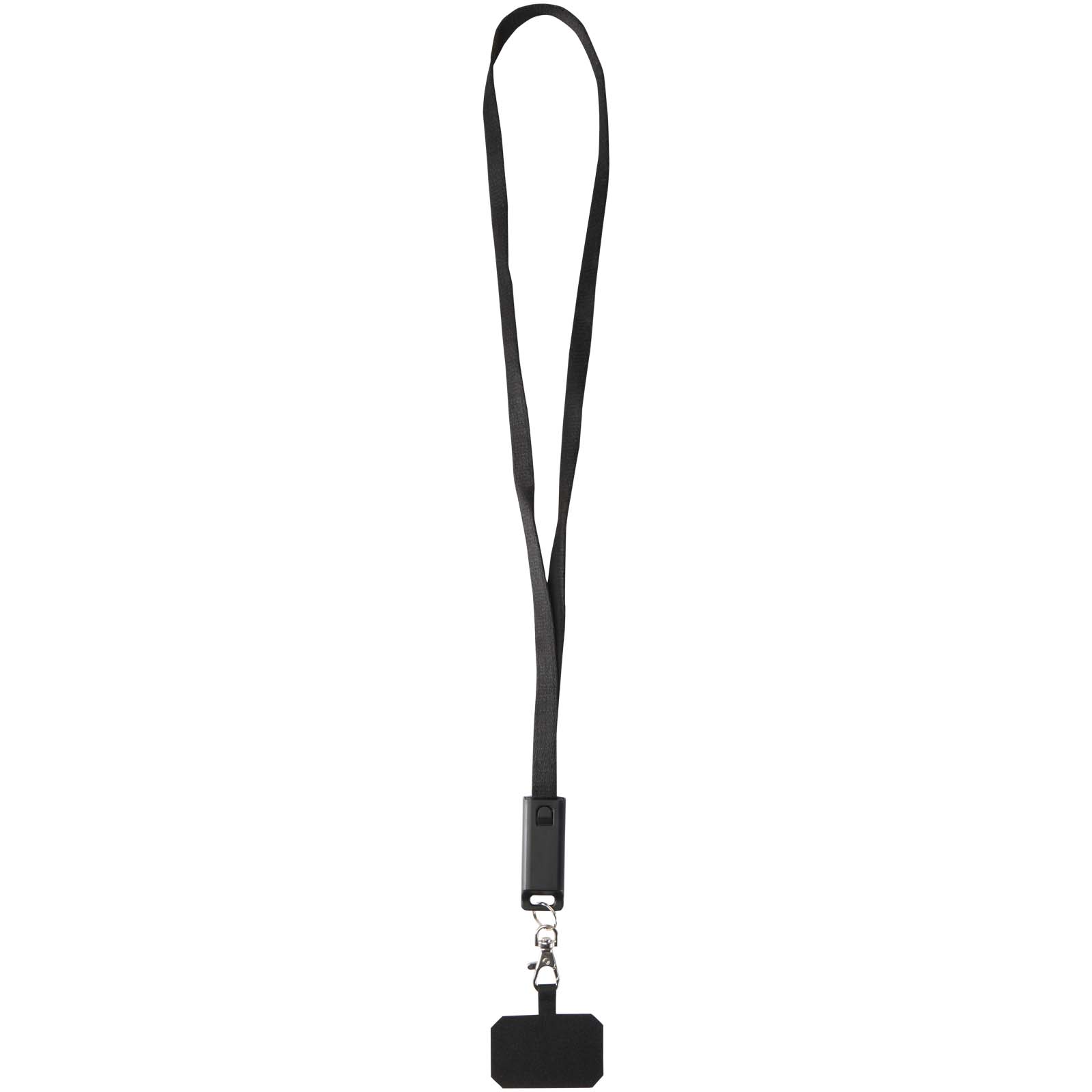 Franz recycled plastic smartphone lanyard with built-in data sync and 65W fast charge 5-in-1 cable