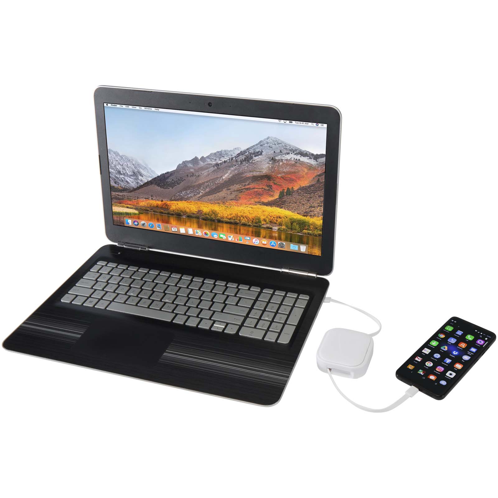 Gloas 5-in-1 recycled retractable data sync and 100W fast charge cable with smartphone tool kit