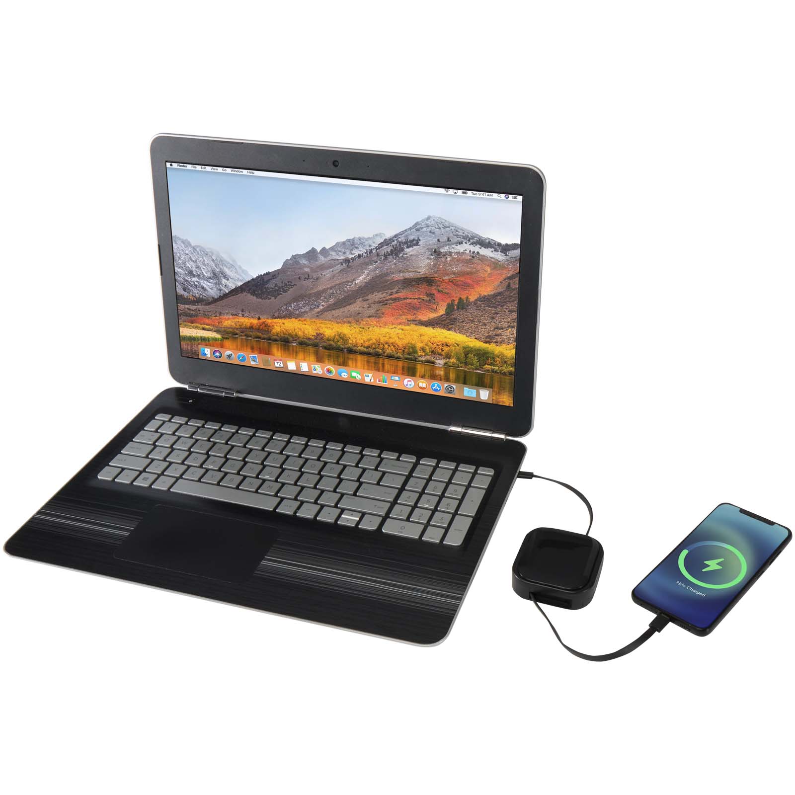 Gloas 5-in-1 recycled retractable data sync and 100W fast charge cable with smartphone tool kit
