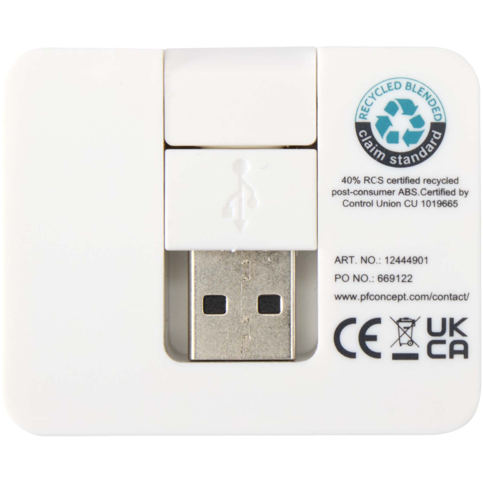 Gaia 4-port USB hub with USB-A and Type-C output and dual input – made from recycled plastic