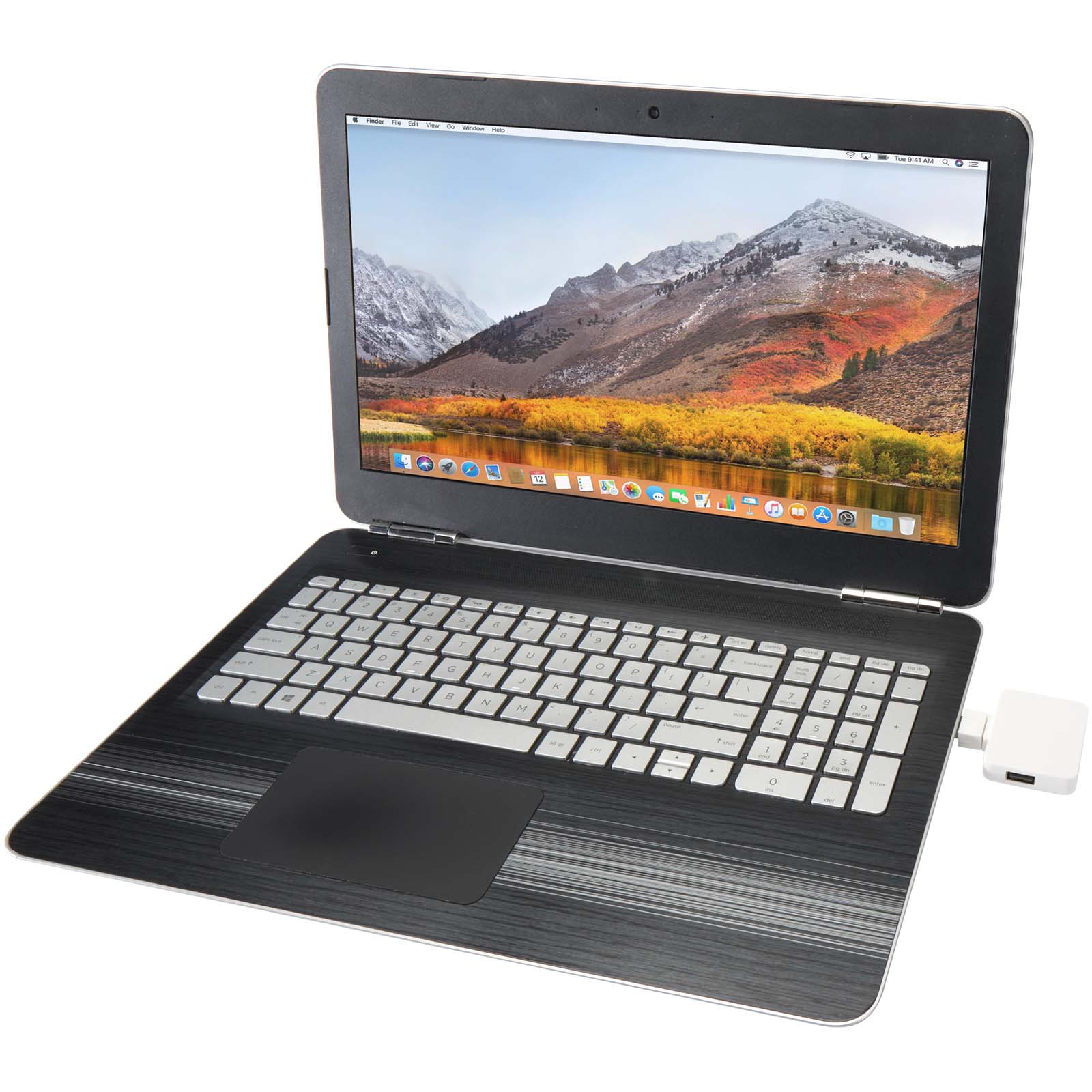 Gaia 4-port USB hub with USB-A and Type-C output and dual input – made from recycled plastic