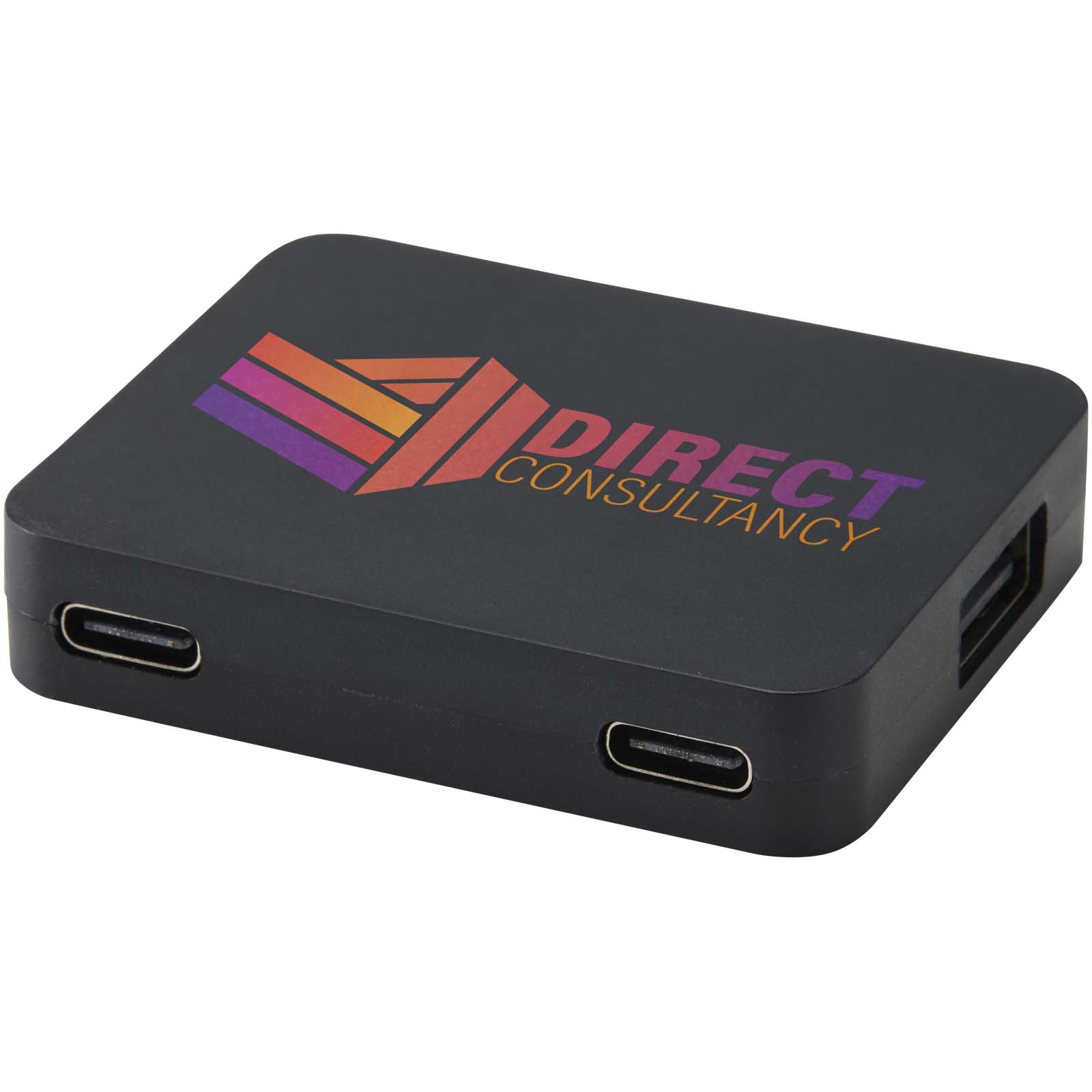 Gaia 4-port USB hub with USB-A and Type-C output and dual input – made from recycled plastic