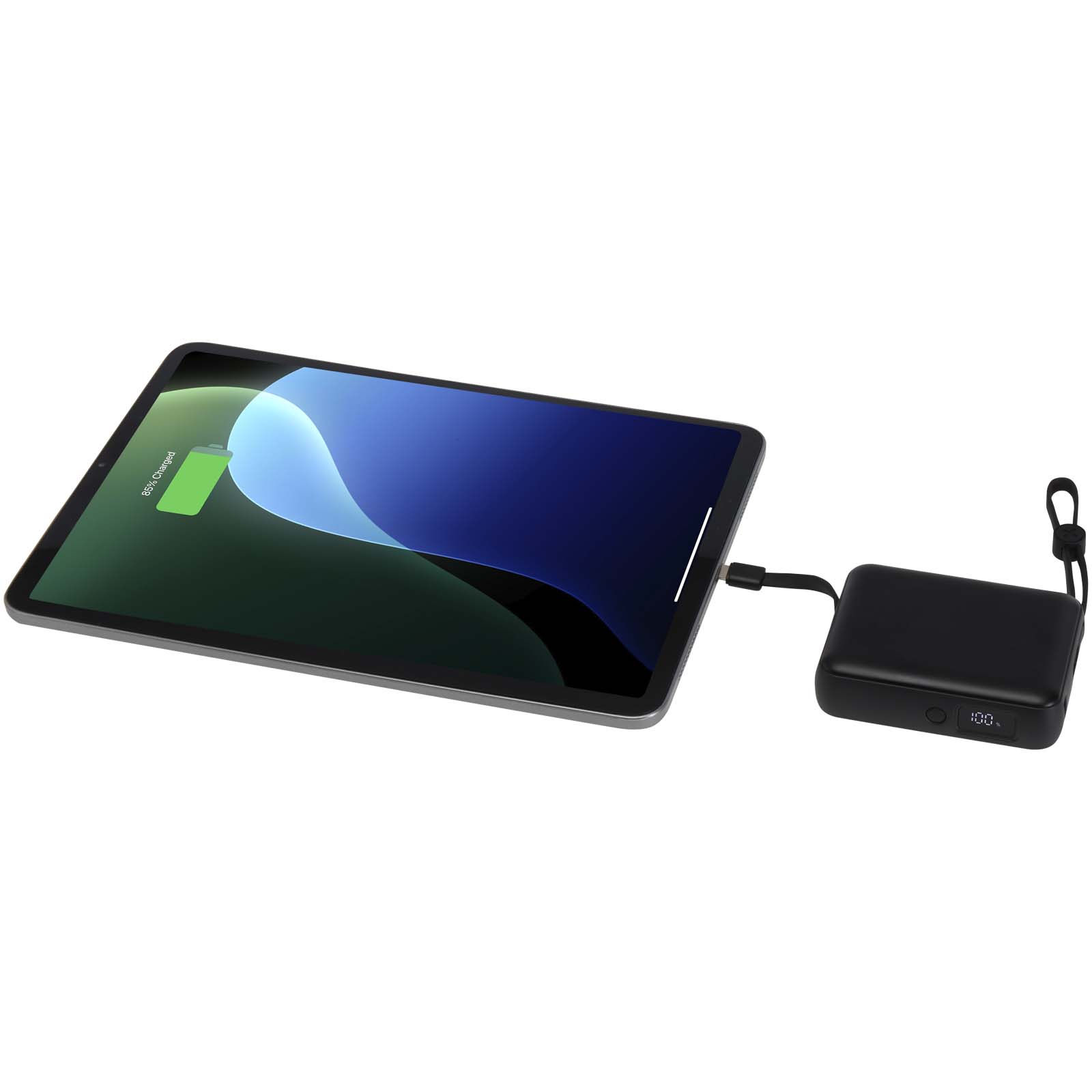 Acrux 10.000 mAh 35W tablet power bank with built in Type-C cable – made from recycled plastic