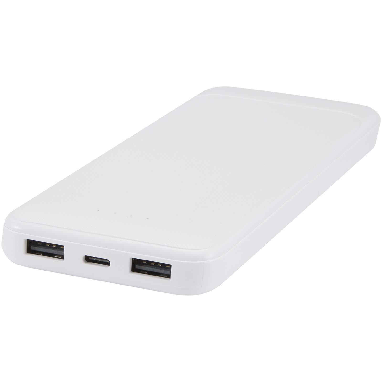 Adhil 10.000 mAh 10W recycled plastic power bank with 2 built-in cables