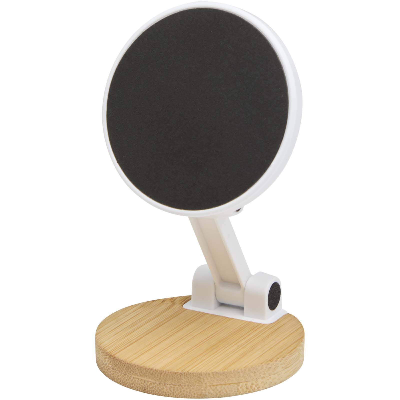 Alcor recycled plastic foldeable magnetic phone stand with bamboo details