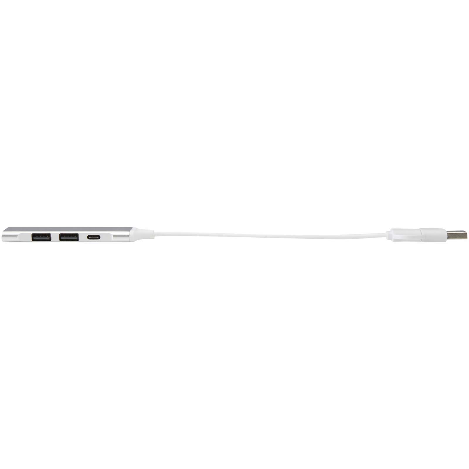 Alkaid 4-port recycled aluminium USB-A and Type-C hub with dual input