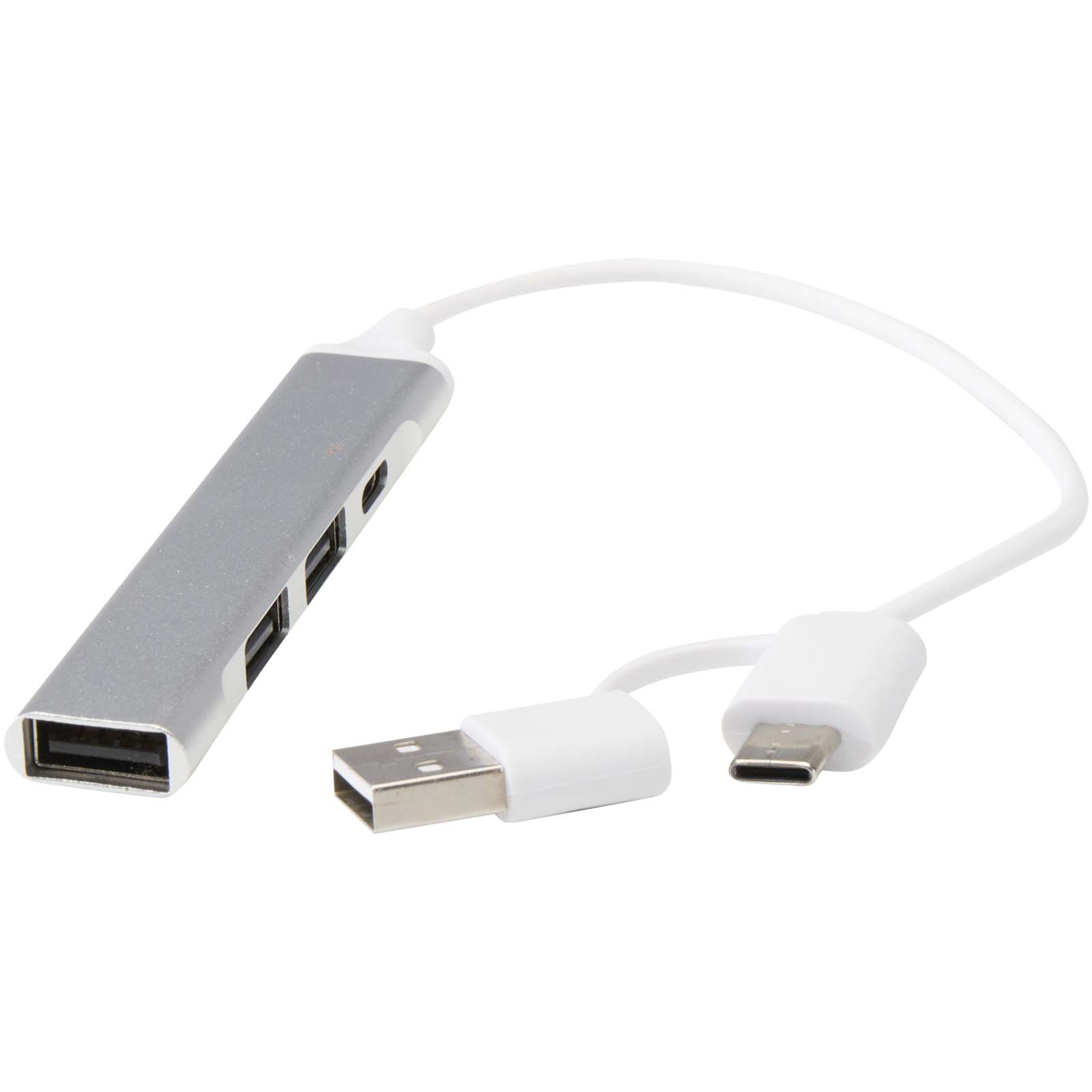 Alkaid 4-port recycled aluminium USB-A and Type-C hub with dual input