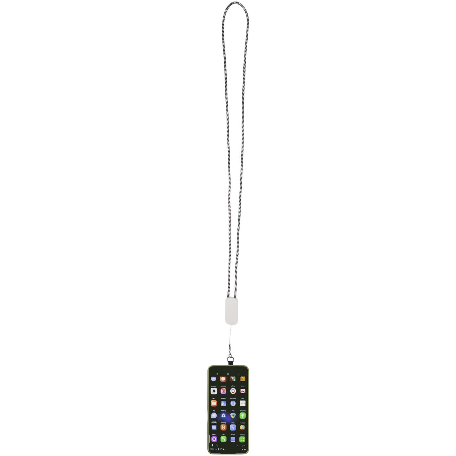 Anser recycled plastic smartphone lanyard with 27W 5-in-1 built-in cable
