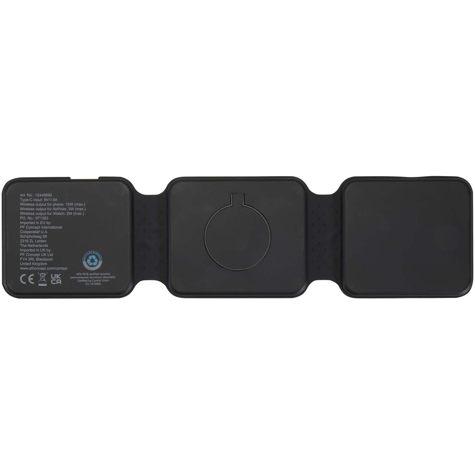 Armus 3-in-1 15W recycled plastic foldable wireless charger