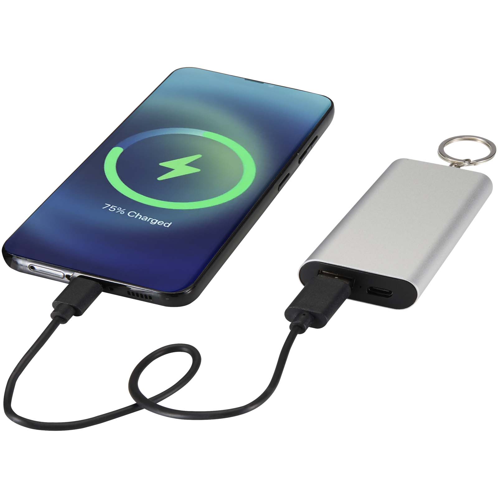 Arcturus 2000 mAh recycled aluminium power bank with keychain