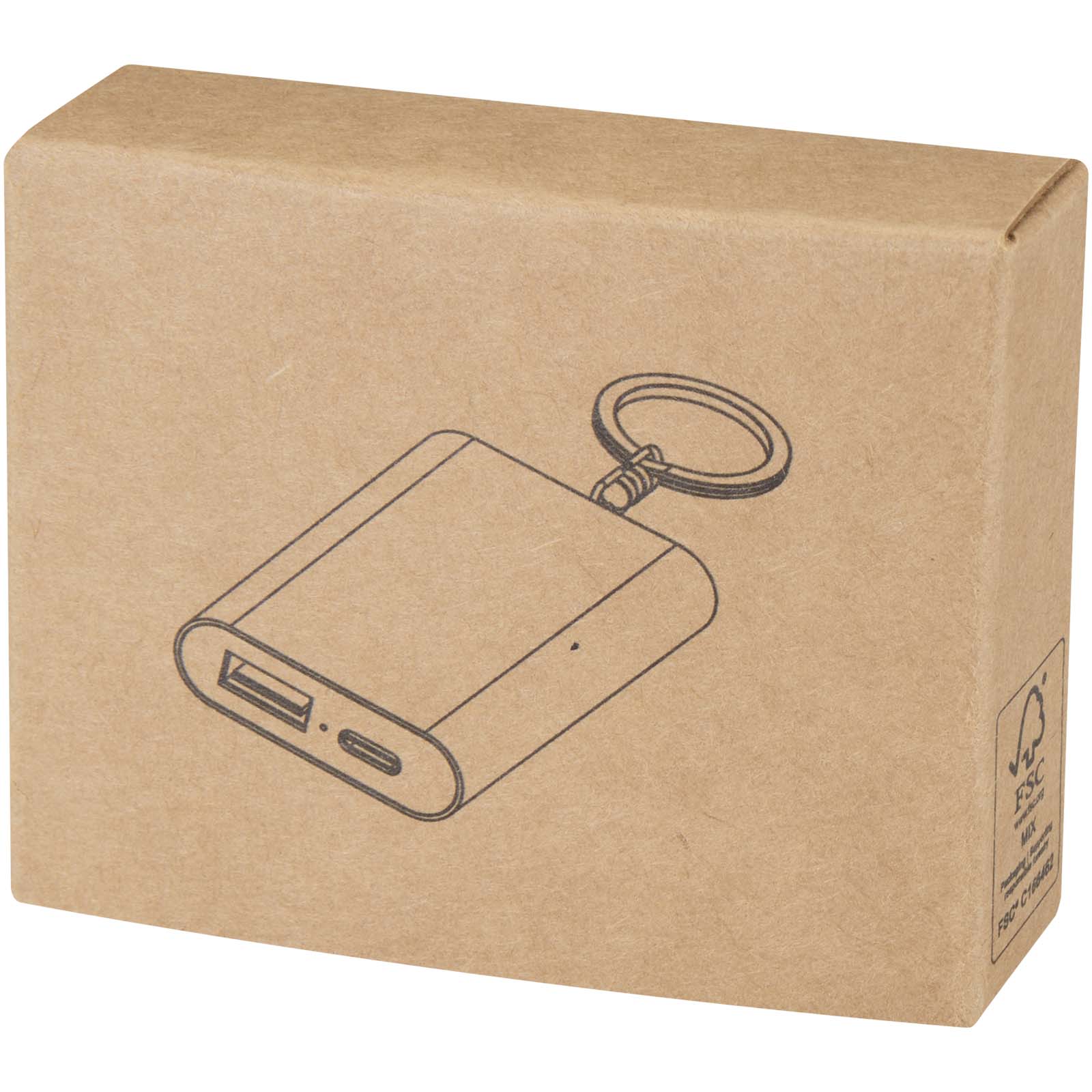 Arcturus 2000 mAh recycled aluminium power bank with keychain