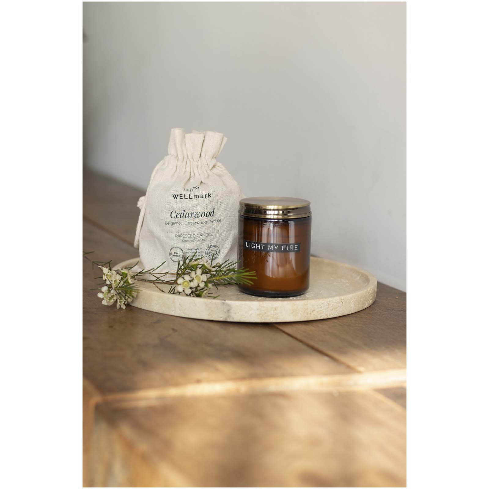 Wellmark cedar wood scented candle medium