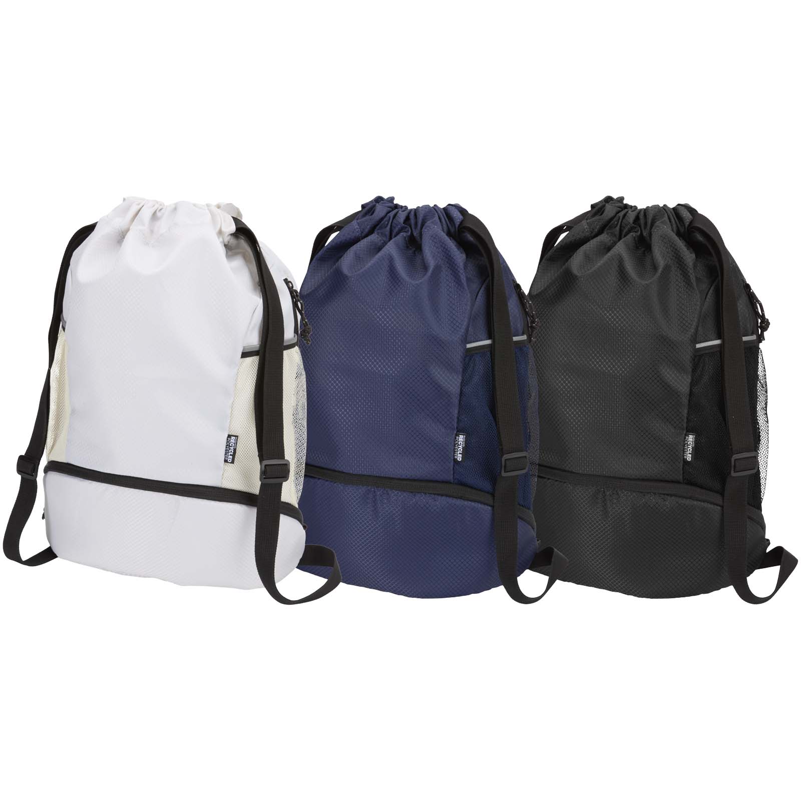 GRS recycled sports drawstring bag with bottom compartment 18L