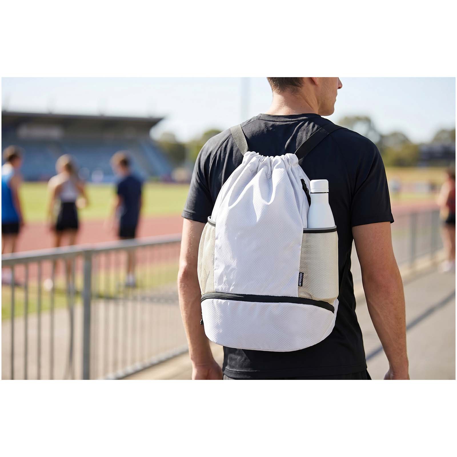 GRS recycled sports drawstring bag with bottom compartment 18L
