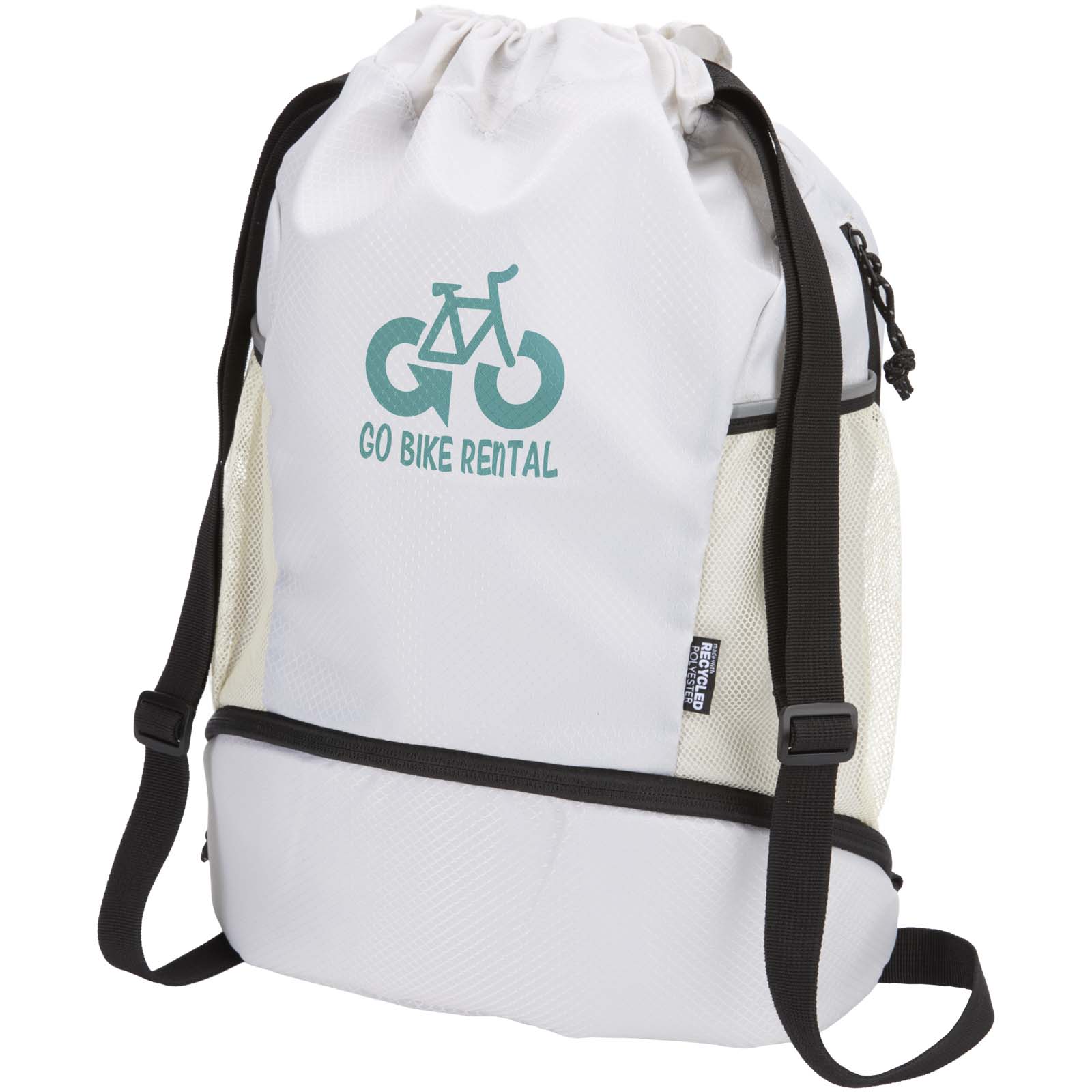 GRS recycled sports drawstring bag with bottom compartment 18L