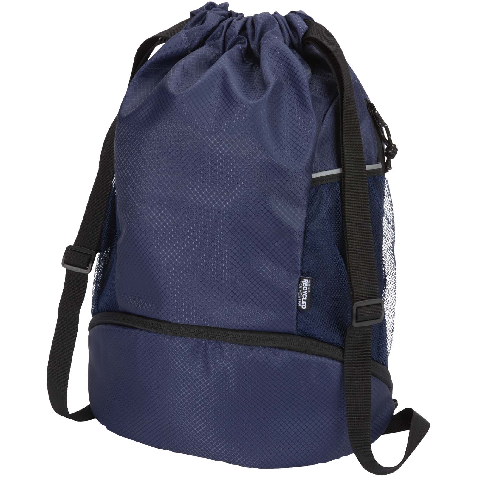 GRS recycled sports drawstring bag with bottom compartment 18L
