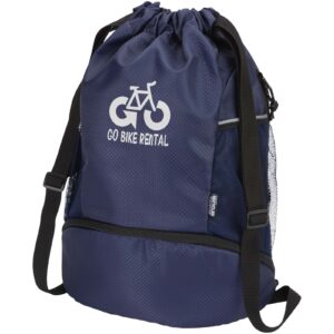 GRS recycled sports drawstring bag with bottom compartment 18L