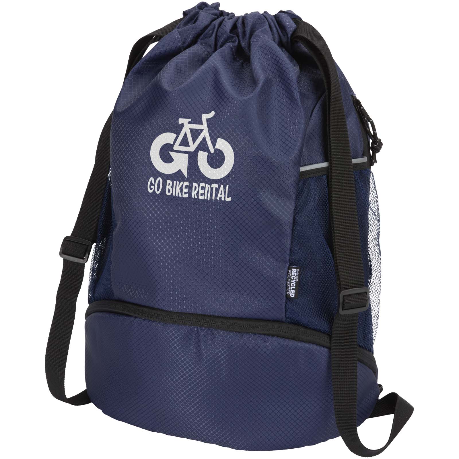 GRS recycled sports drawstring bag with bottom compartment 18L