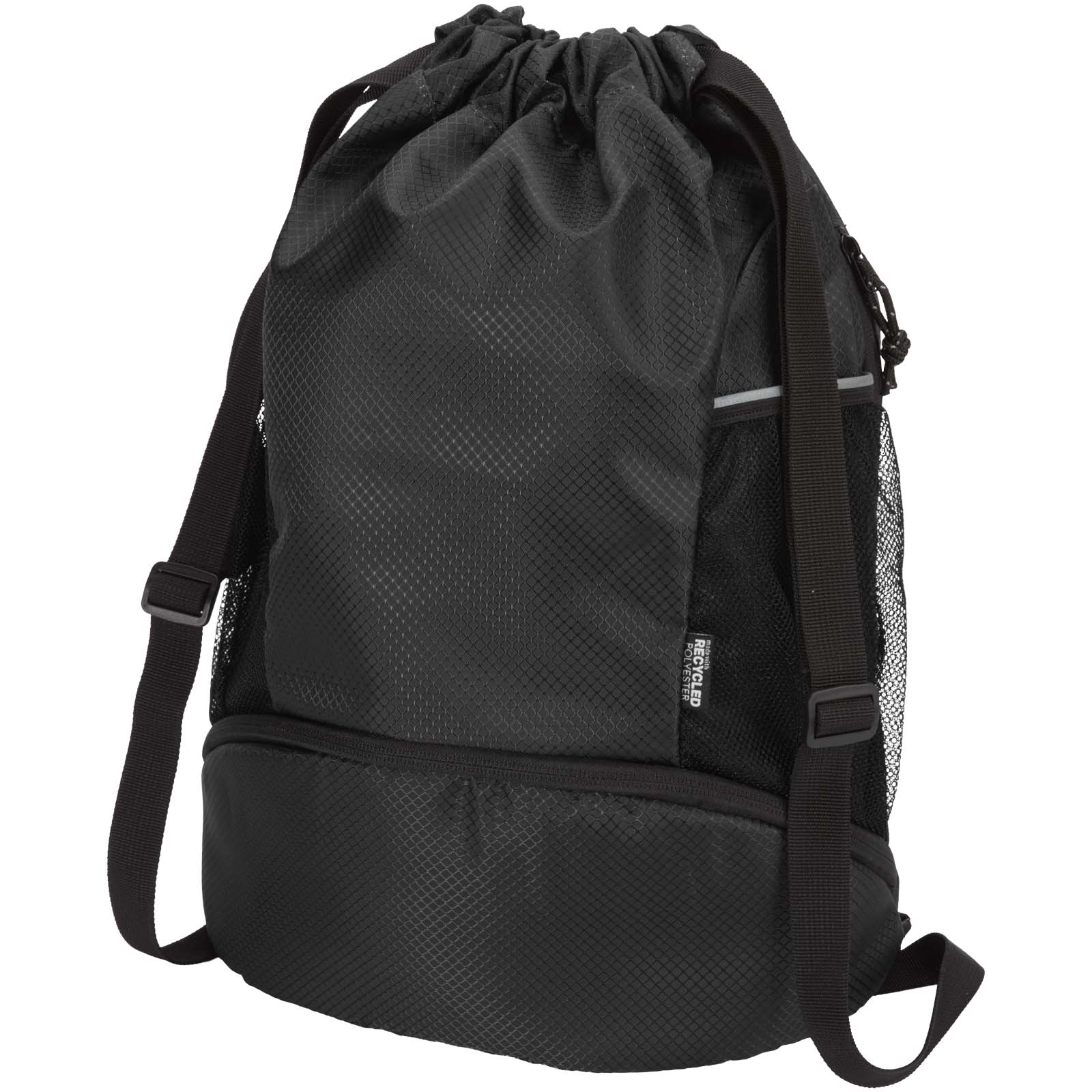 GRS recycled sports drawstring bag with bottom compartment 18L
