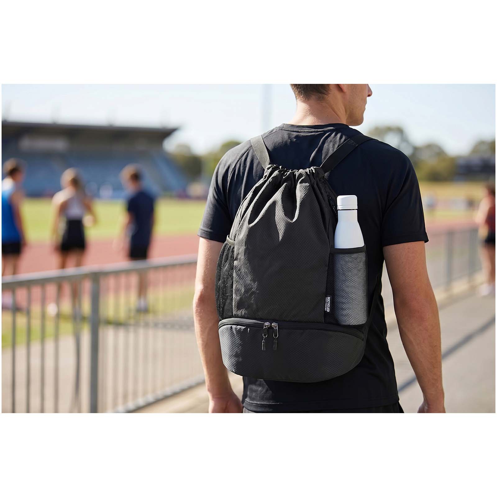GRS recycled sports drawstring bag with bottom compartment 18L