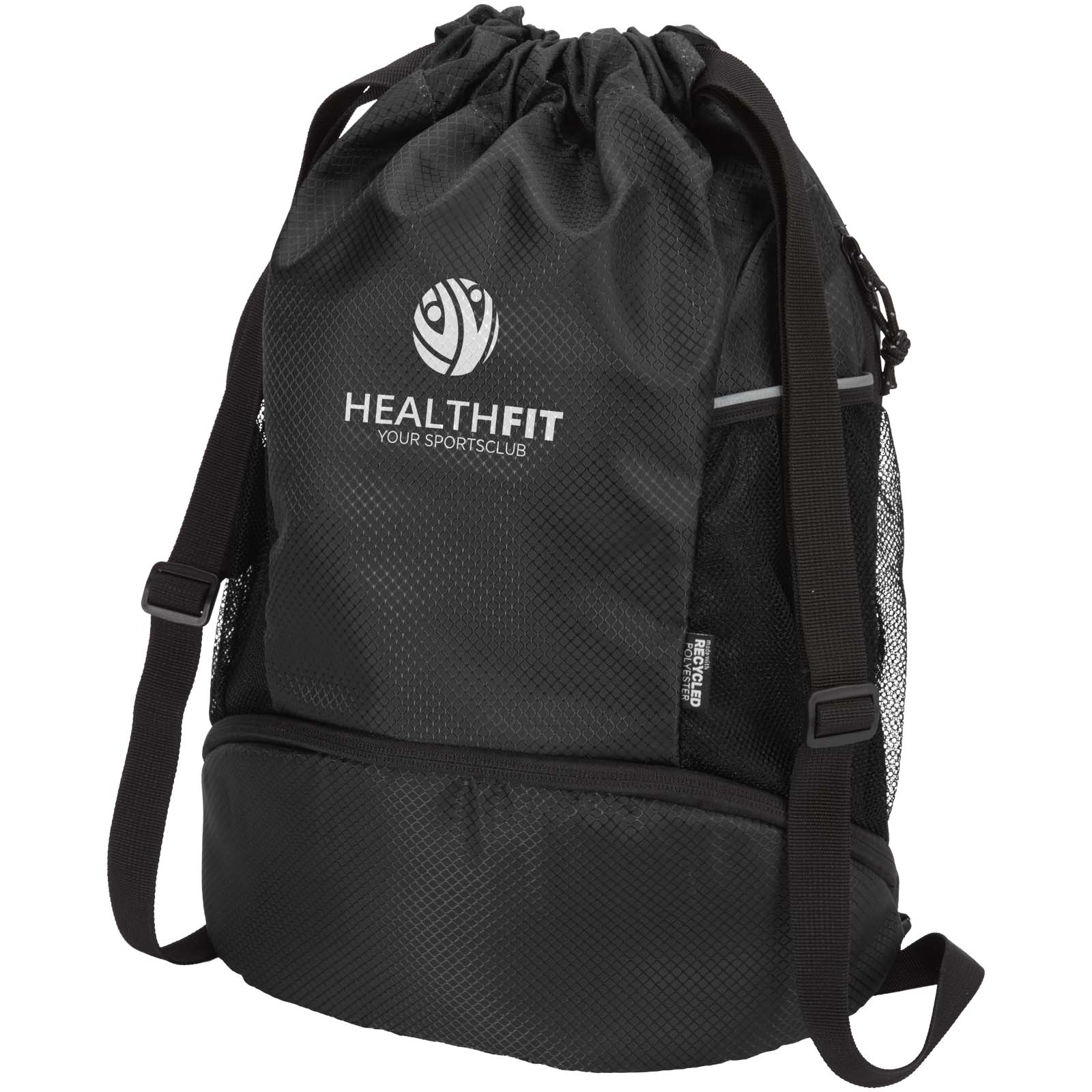 GRS recycled sports drawstring bag with bottom compartment 18L