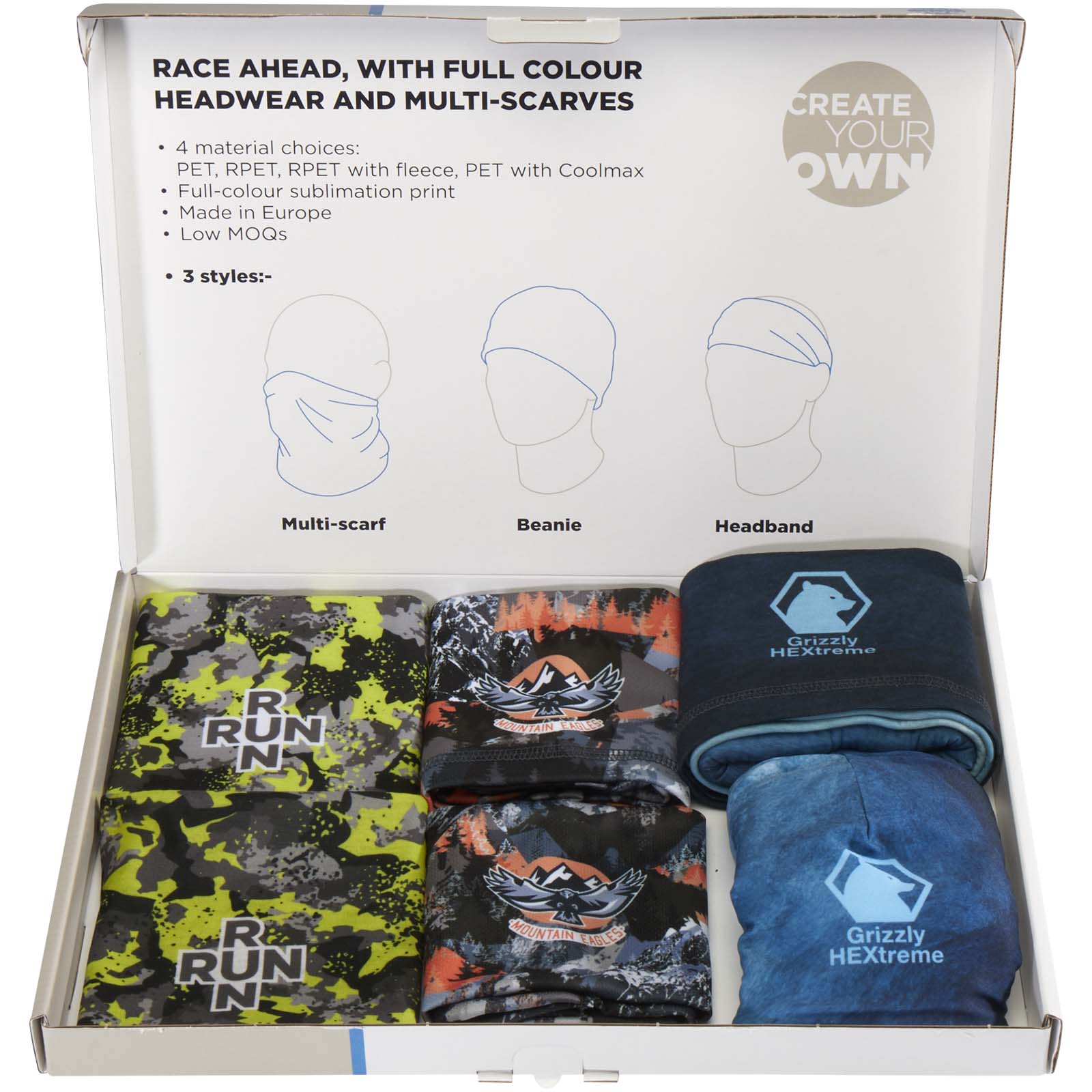 Sublimation headwear sample box