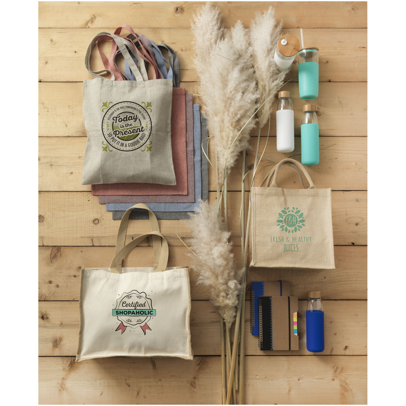 Varai 320 g/m² canvas and jute shopping tote bag 23L