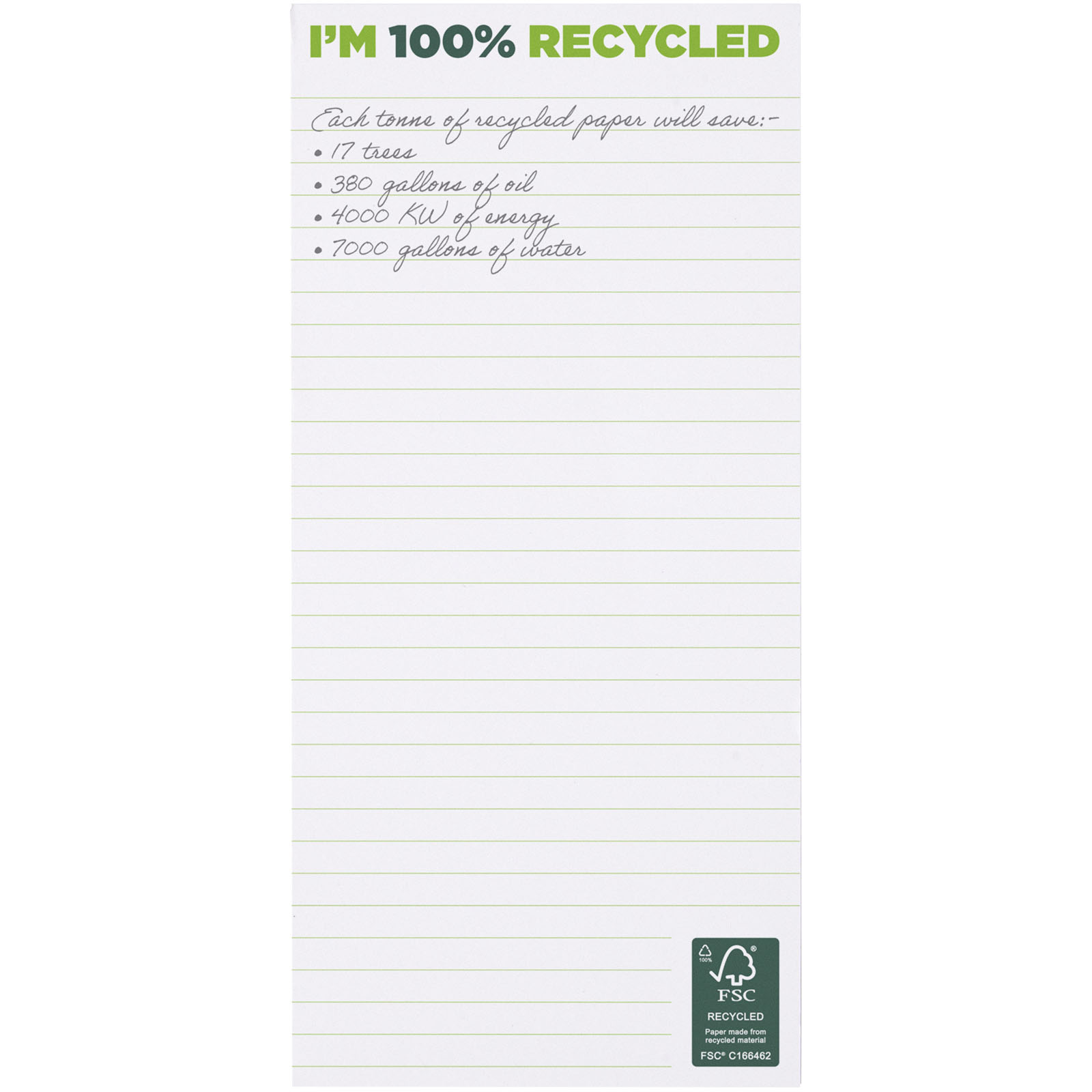 Desk-Mate® 1/3 A4 recycled notepad
