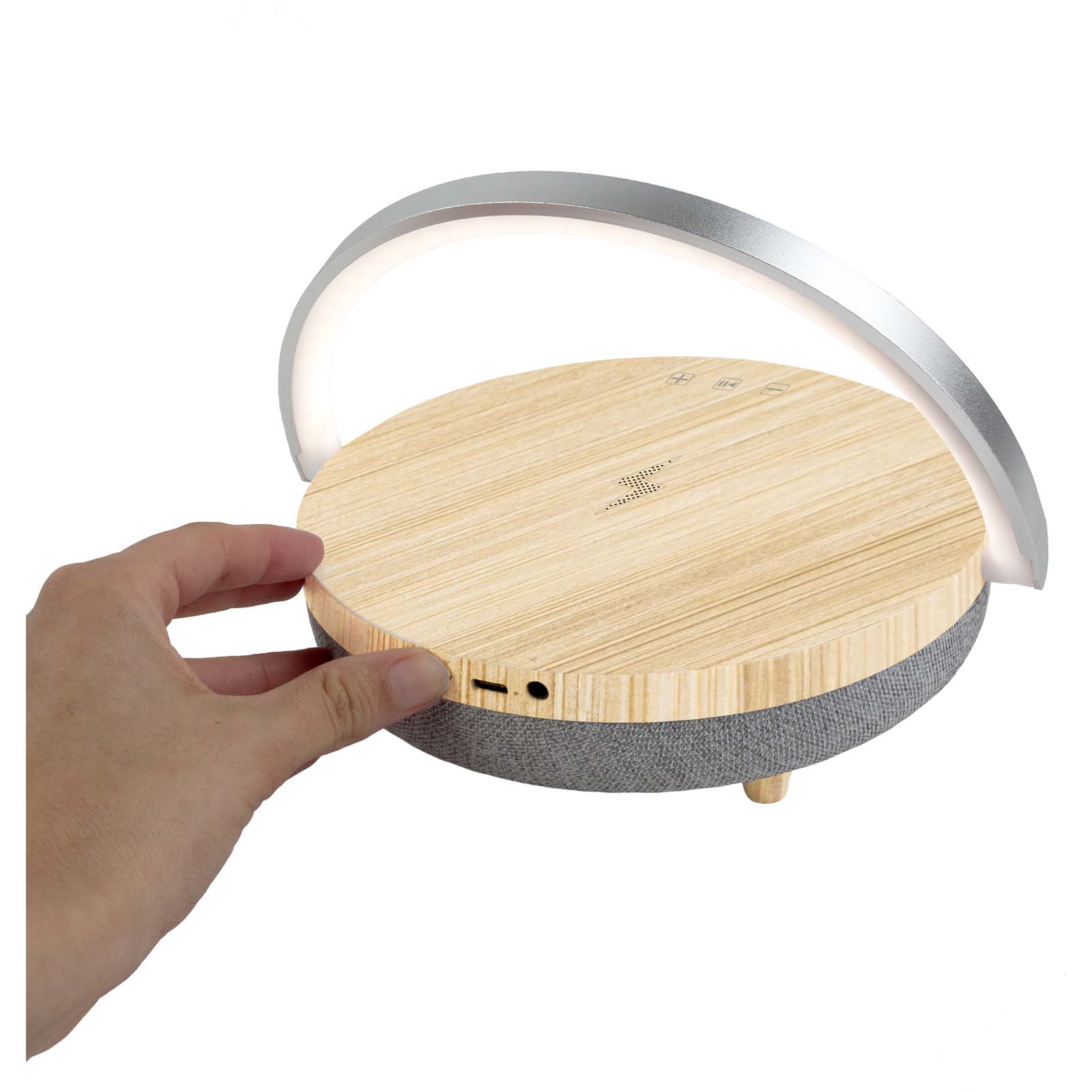 Prixton 4-in-1 10W Bluetooth® speaker with LED light and wireless charging base
