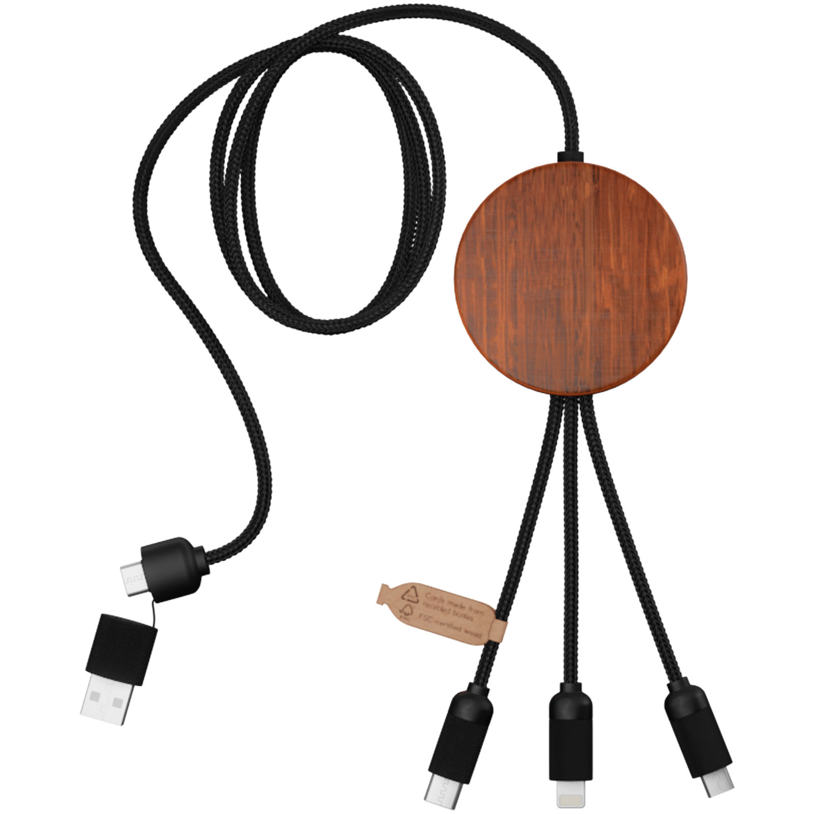 SCX.design C40 5-in-1 rPET light-up logo charging cable and 10W charging pad