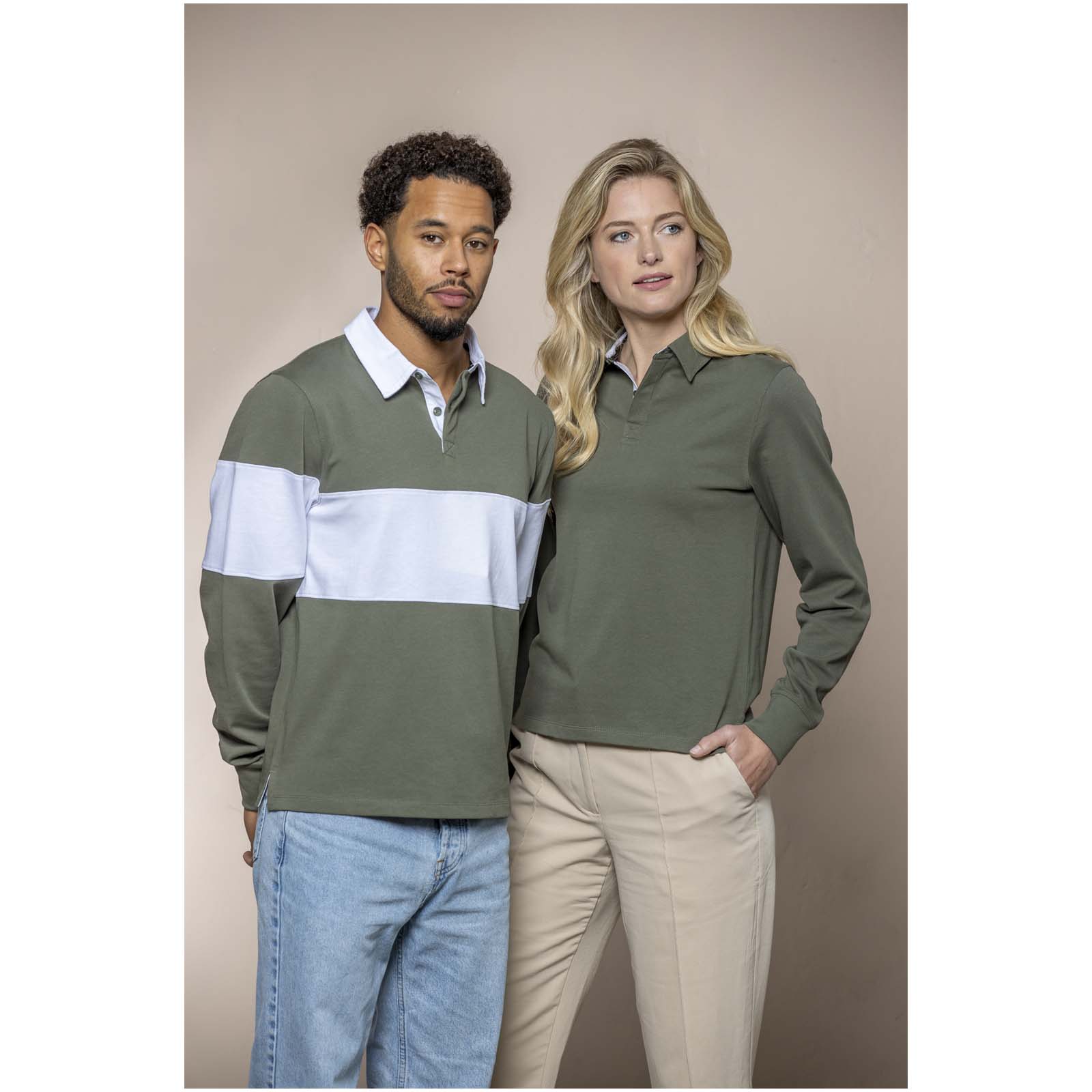 Clyde unisex organic rugby polo sweatshirt