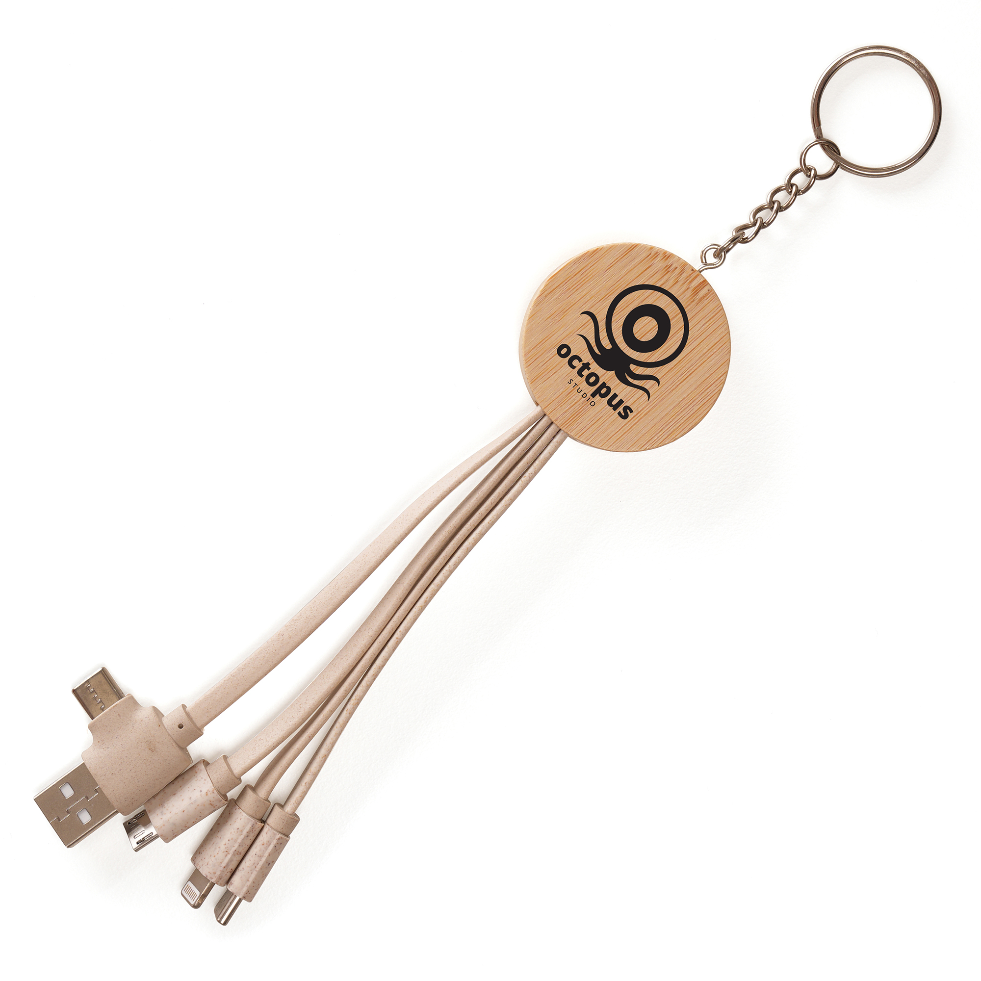 USB-C Round Bamboo And Wheat Straw Charger