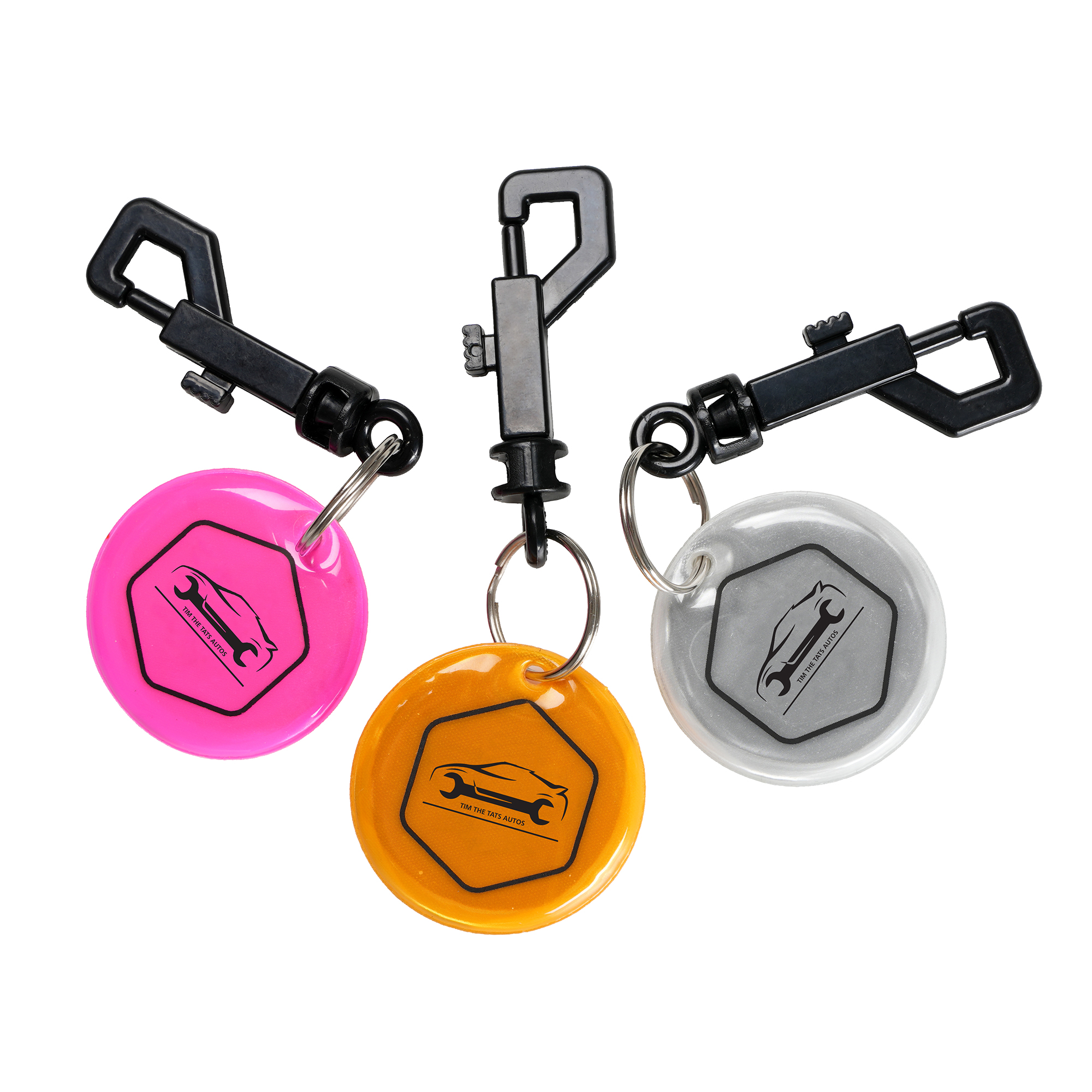 Round Reflective Keyring with Clip