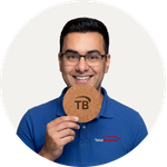 Total Branded employee Dhruv holding the Sencha Cork Coaster