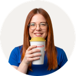Total Branded employee Emma holding the Americano® Tumbler with Spill-Proof Lid