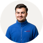 Total Branded employee Leighton wearing the Artic Full Zip Fleece Jacket