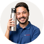 Total Branded Managing Director Marcelo holding the Sky Water Bottle