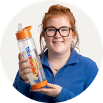 Total Branded employee Phoebe holding the Tutti-frutti Infuser Sport Bottle