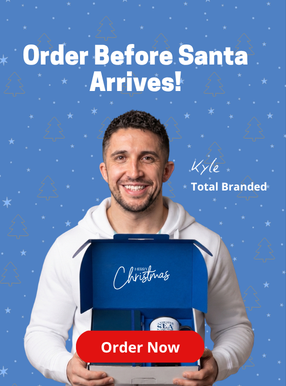 Total Branded Managing Director Kyle holding Corporate Gift Box
