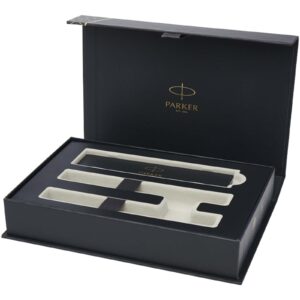 Parker IM Essentials rollerball and ballpoint pen set – silver